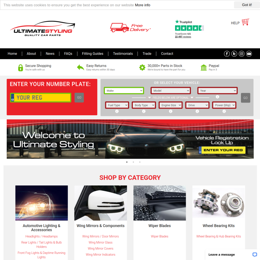ultimatestyling.co.uk homepage screenshot