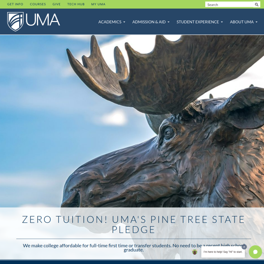 uma.edu homepage screenshot
