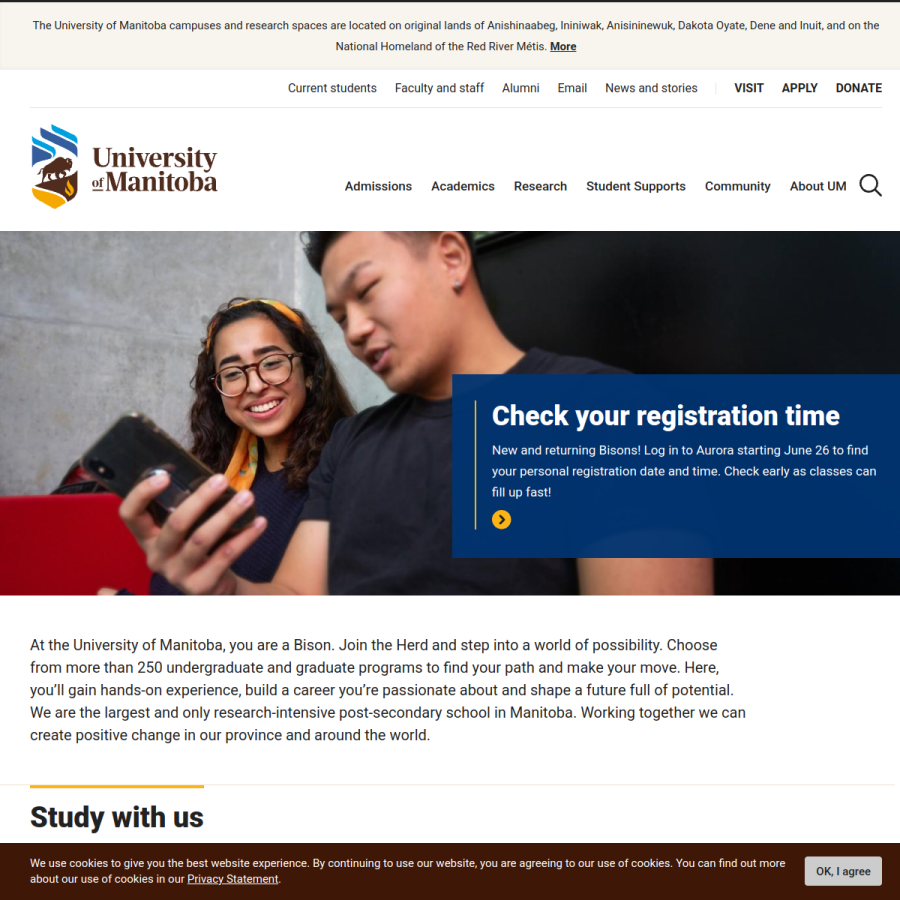 umanitoba.ca homepage screenshot