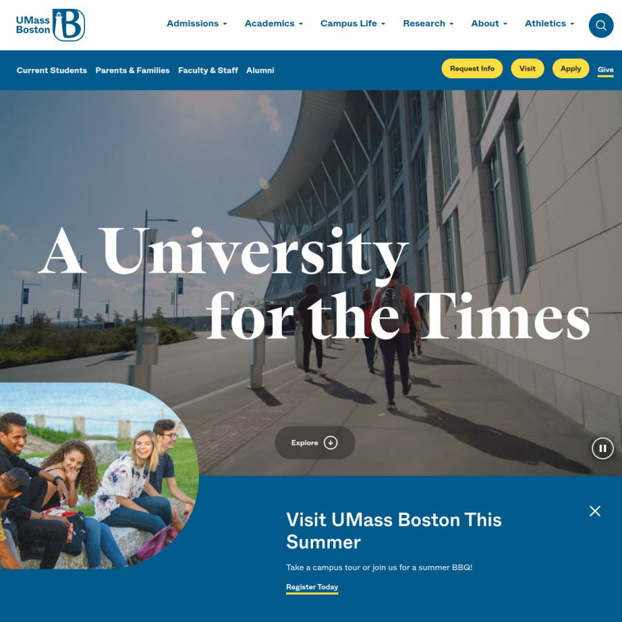 umb.edu homepage screenshot