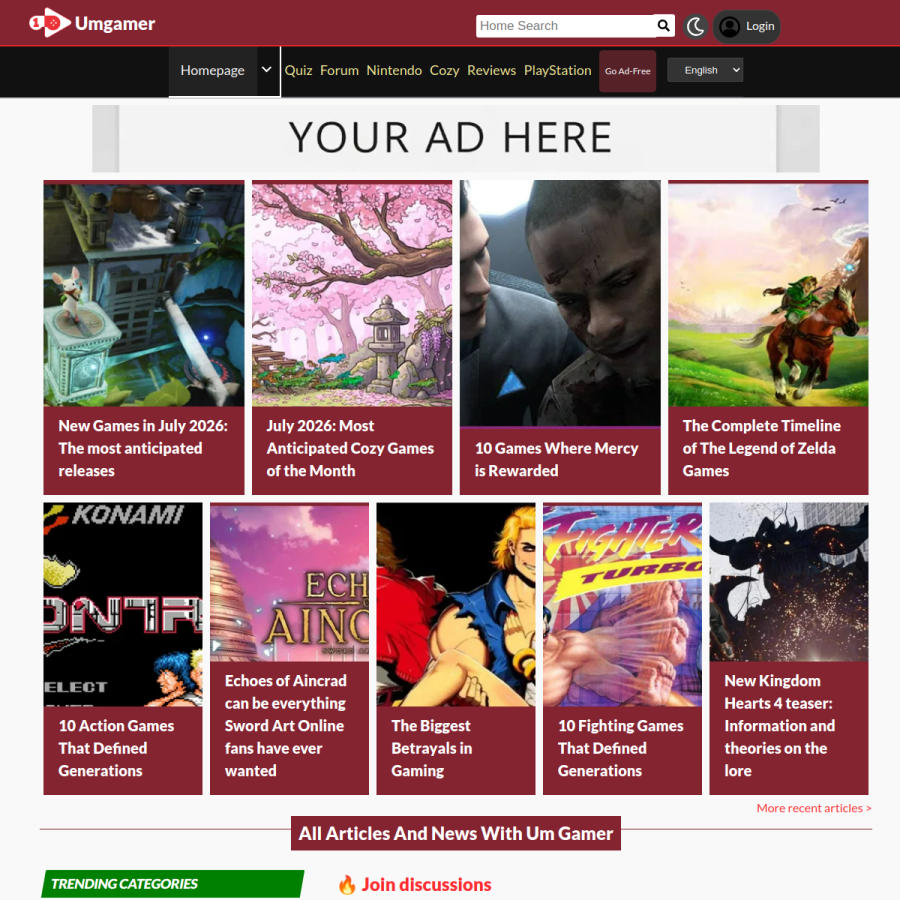umgamer.com homepage screenshot
