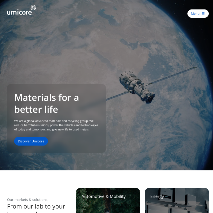 umicore.com homepage screenshot