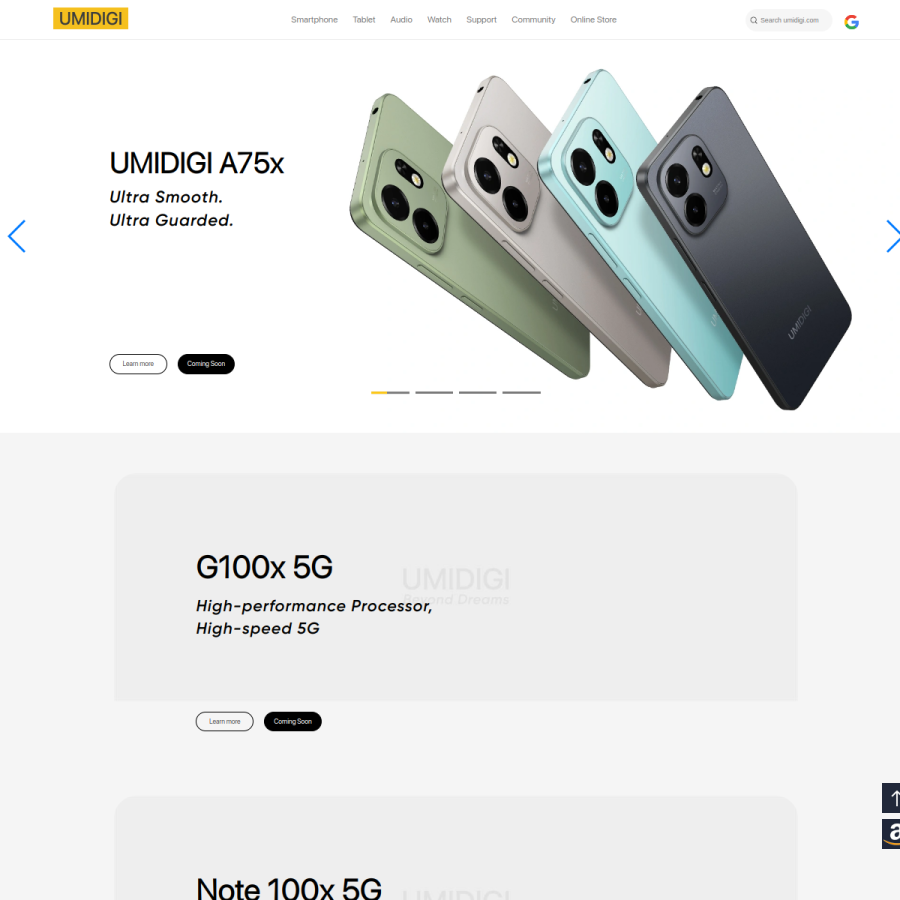 umidigi.com homepage screenshot