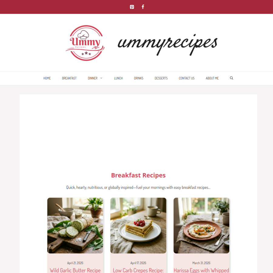 ummyrecipes.com homepage screenshot
