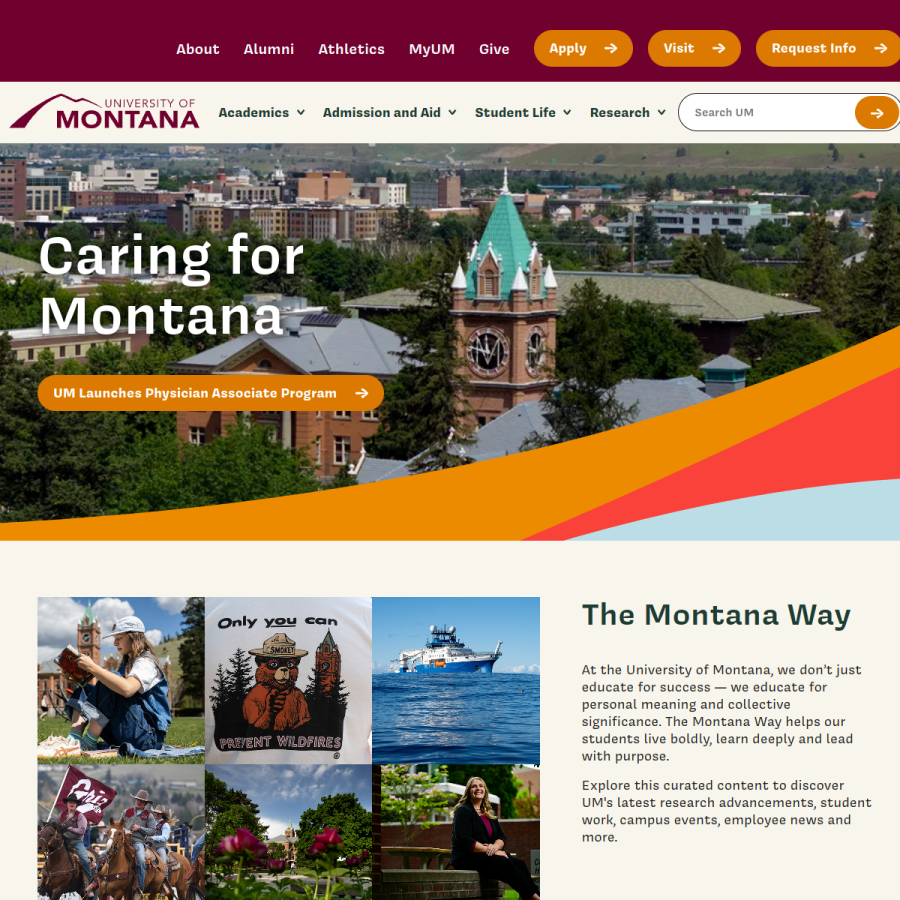 umontana.edu homepage screenshot
