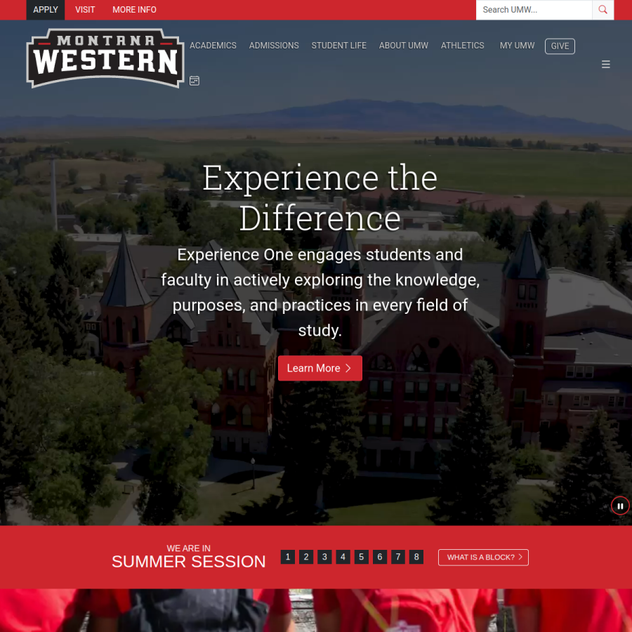 umwestern.edu homepage screenshot