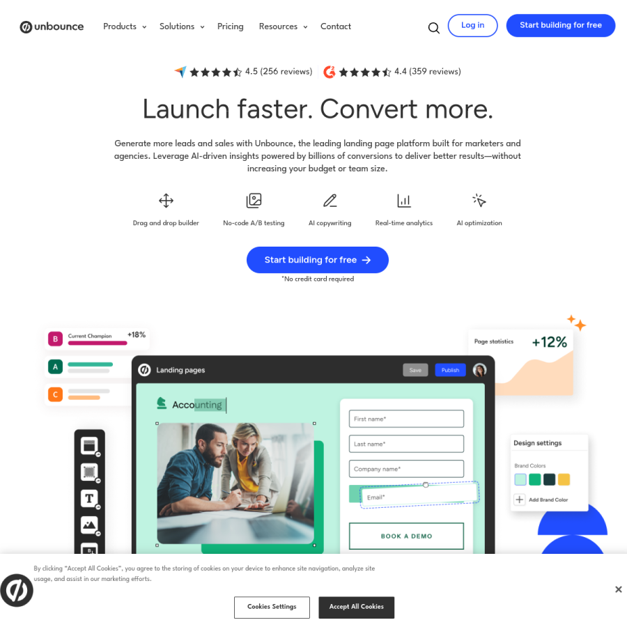 unbounce.com homepage screenshot