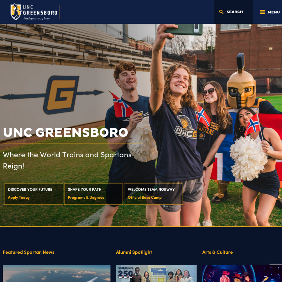 uncg.edu homepage screenshot