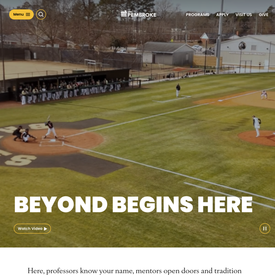 uncp.edu homepage screenshot