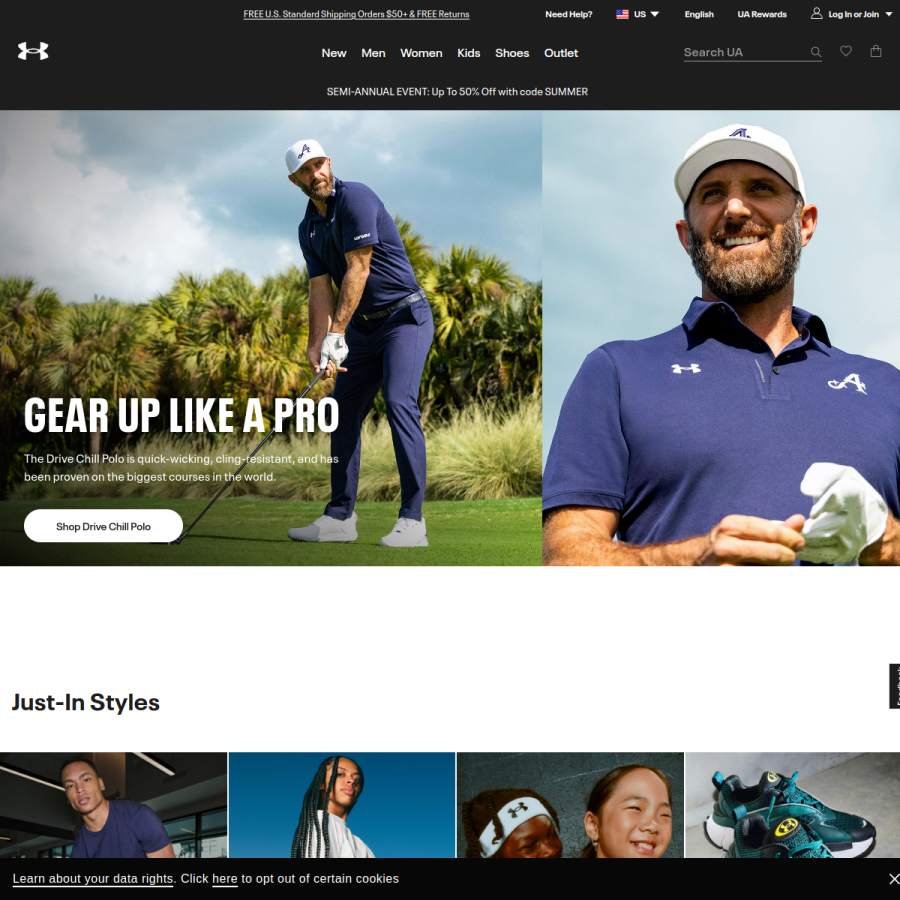 underarmour.com homepage screenshot