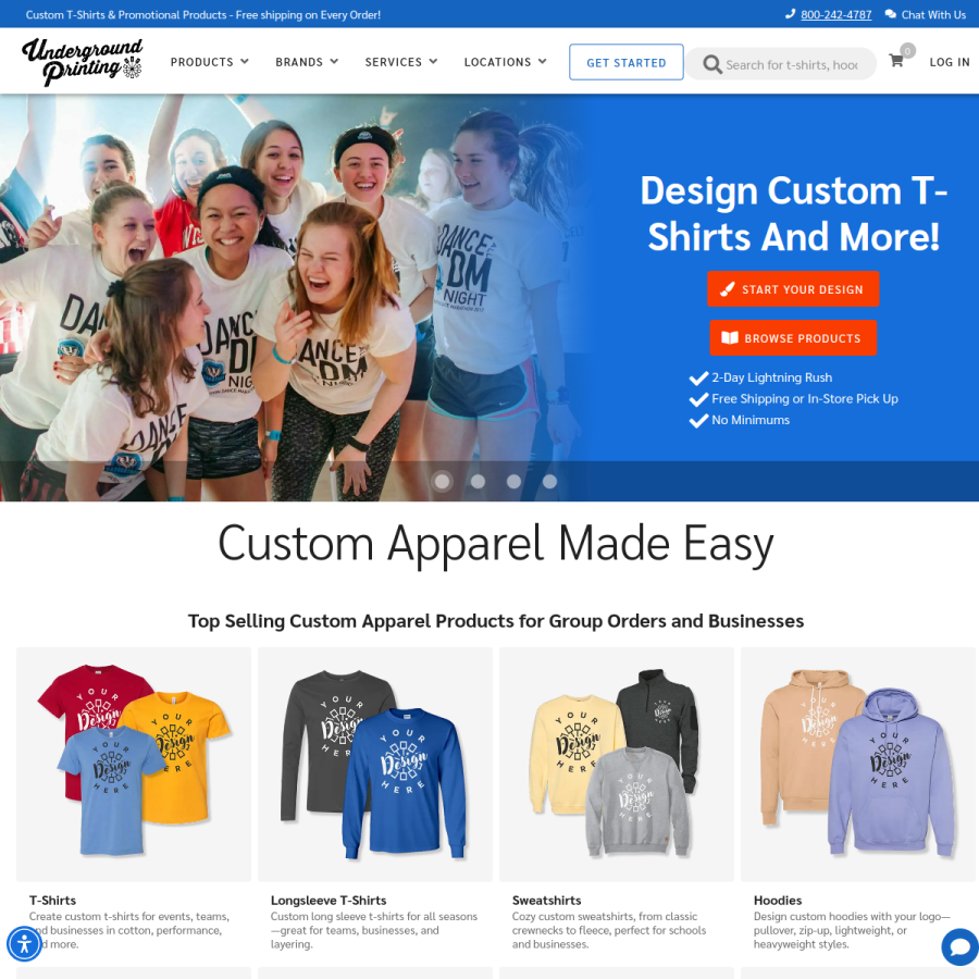 undergroundshirts.com homepage screenshot