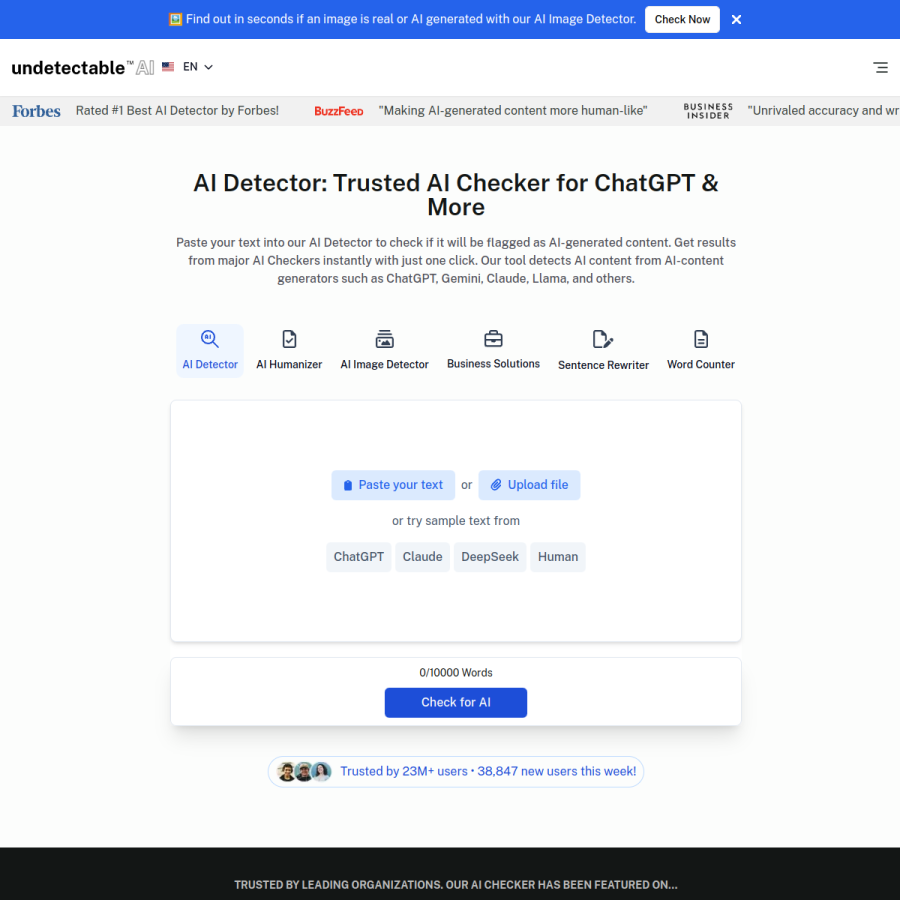 undetectable.ai homepage screenshot