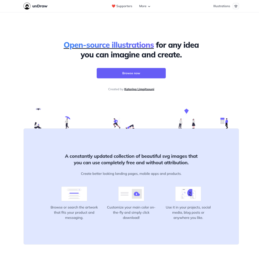 undraw.co homepage screenshot
