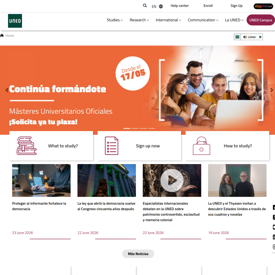 uned.es homepage screenshot