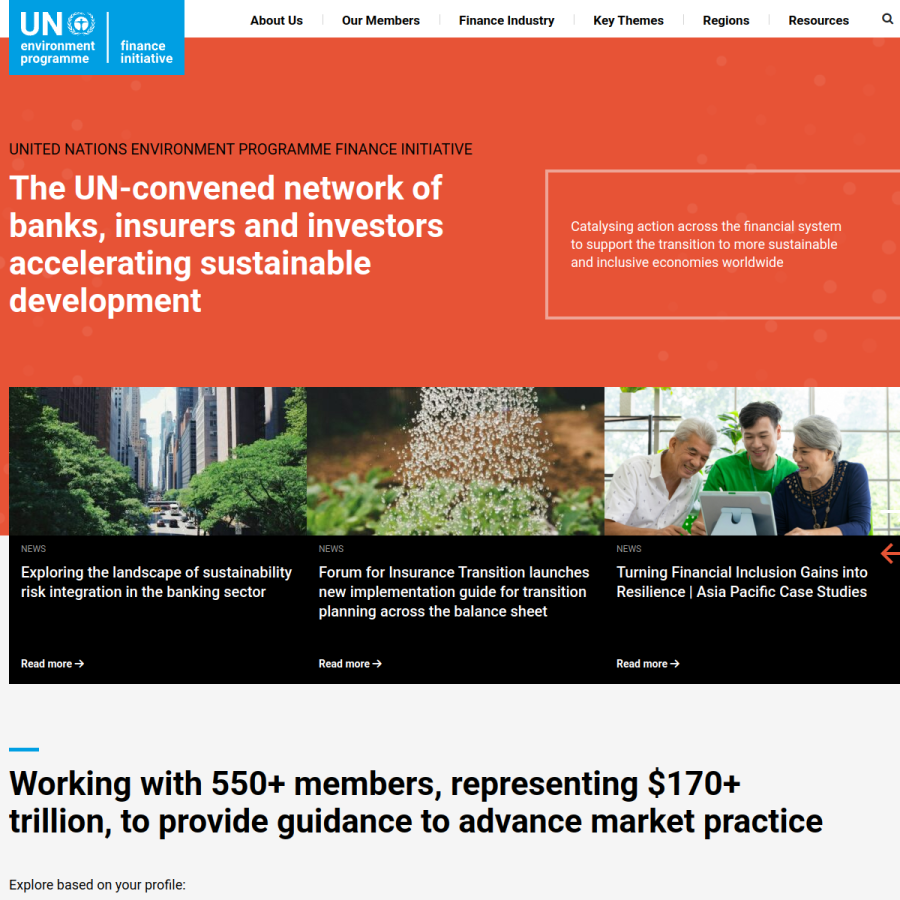 unepfi.org homepage screenshot