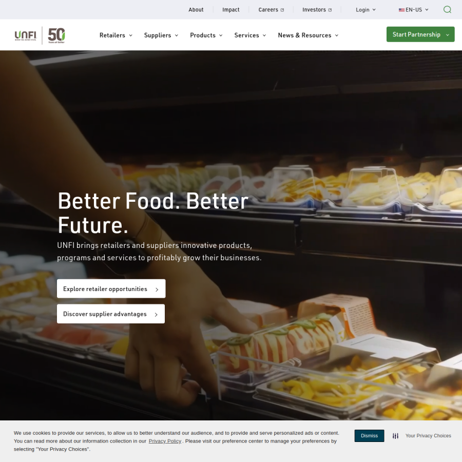 unfi.com homepage screenshot