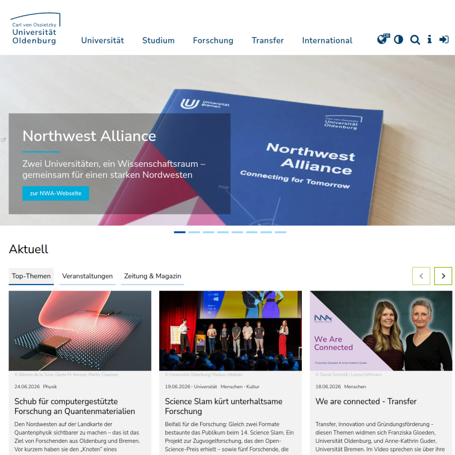 uni-oldenburg.de homepage screenshot