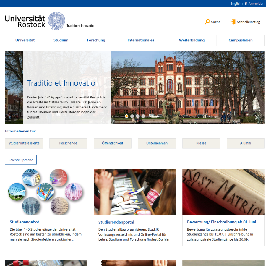 uni-rostock.de homepage screenshot