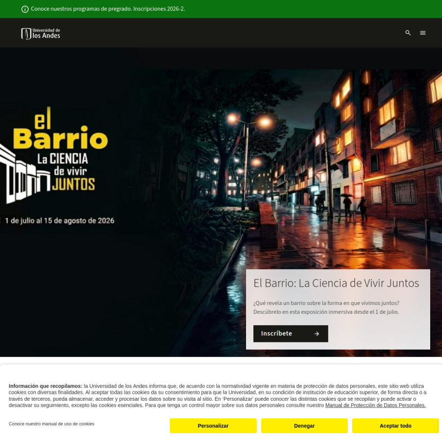 uniandes.edu.co homepage screenshot