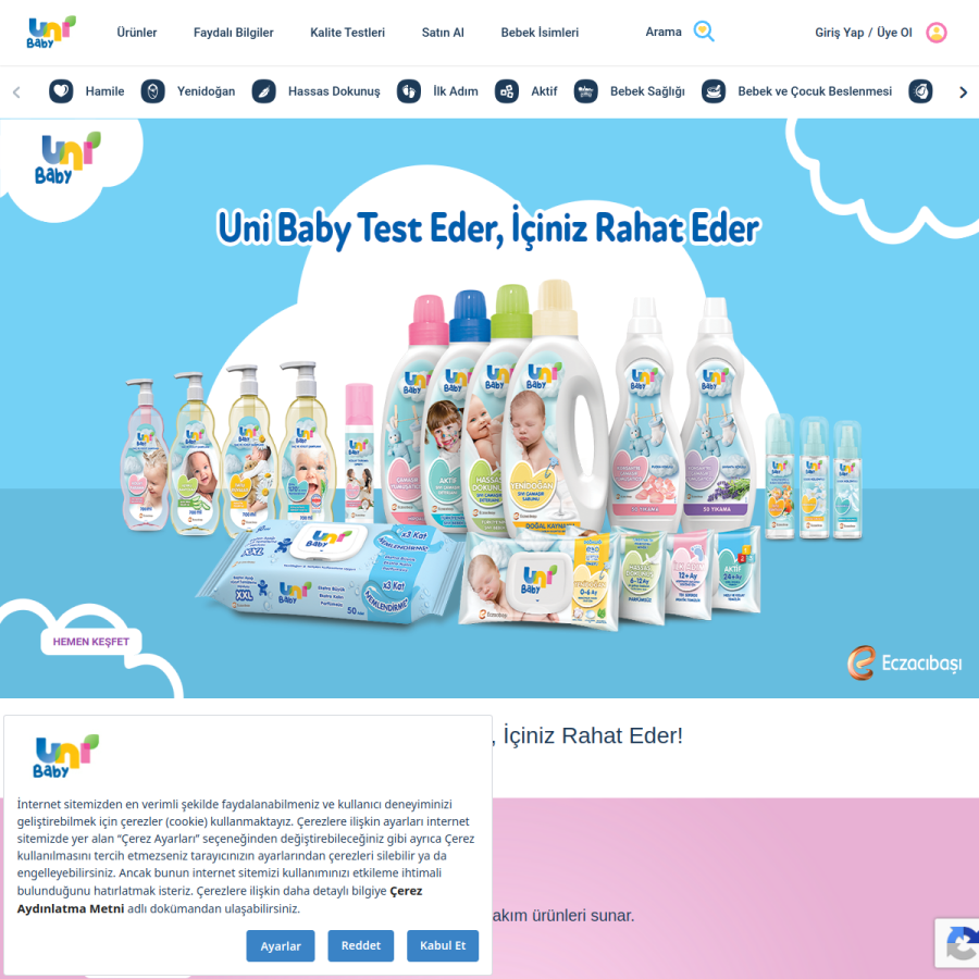 unibaby.com.tr homepage screenshot
