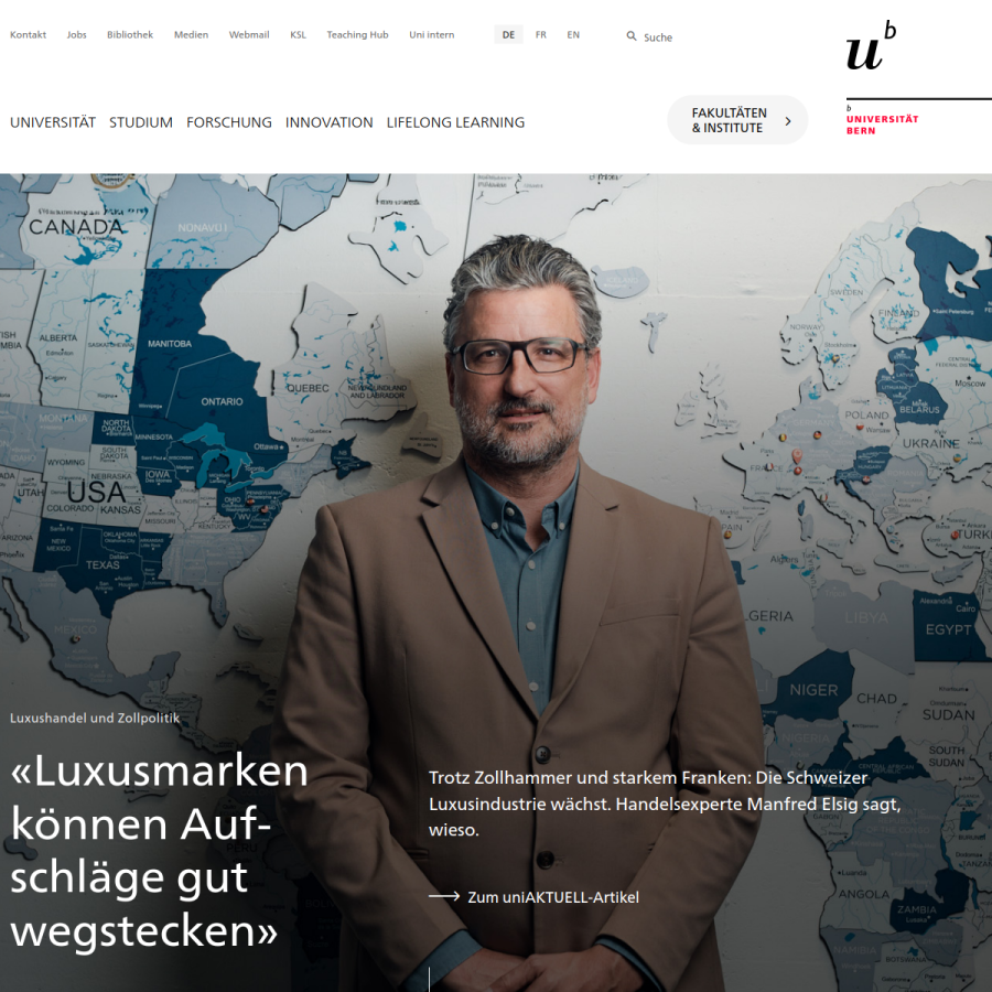unibe.ch homepage screenshot