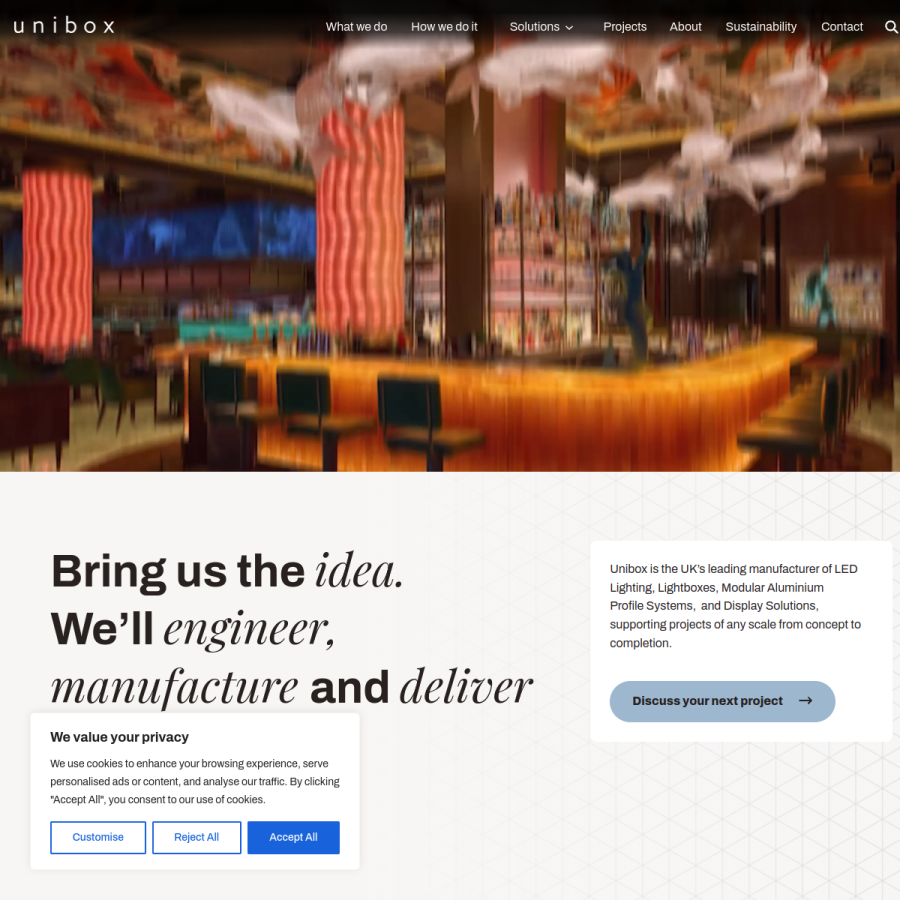 unibox.co.uk homepage screenshot