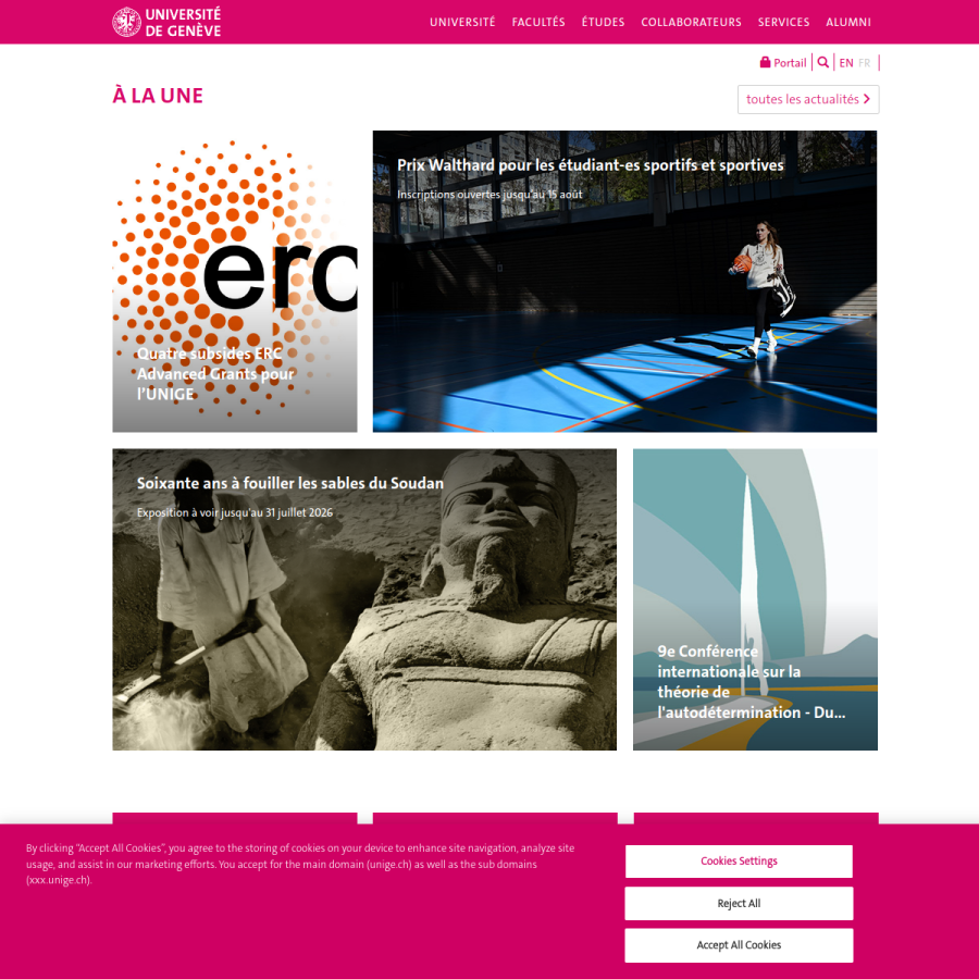 unige.ch homepage screenshot