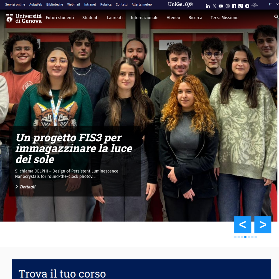 unige.it homepage screenshot