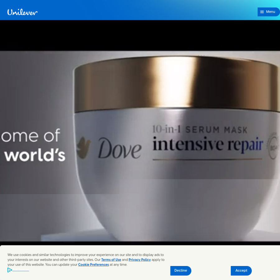 unilever.com homepage screenshot