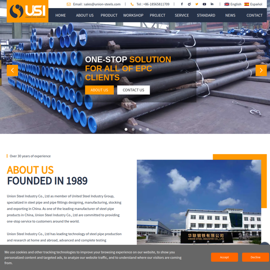 union-steels.com homepage screenshot