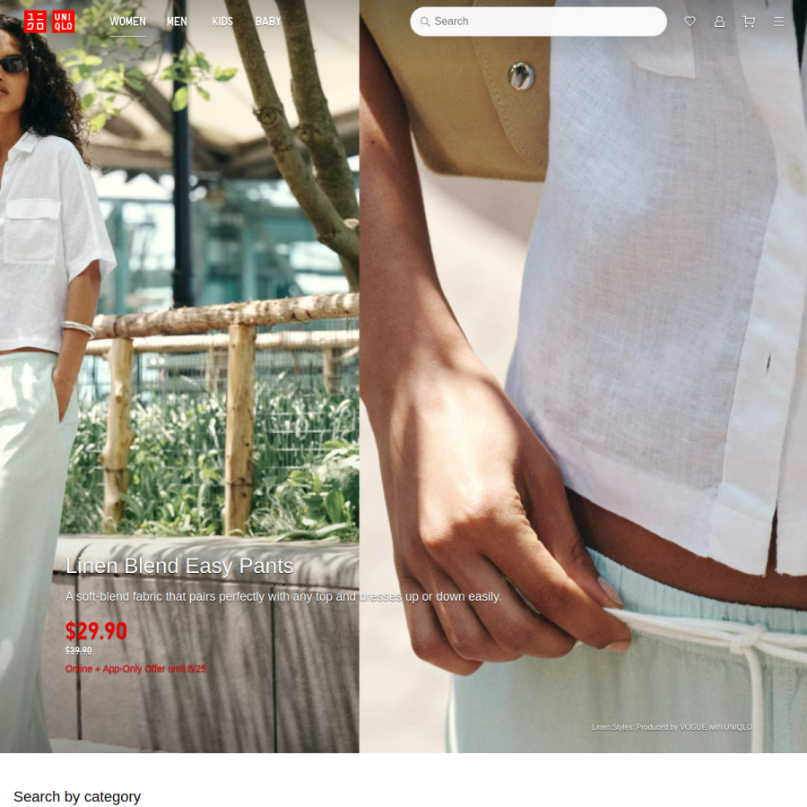 uniqlo.com homepage screenshot