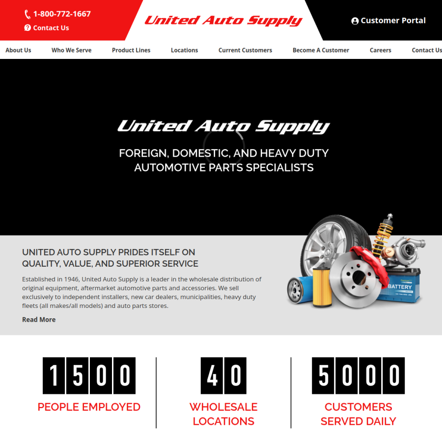 unitedautosupply.com homepage screenshot