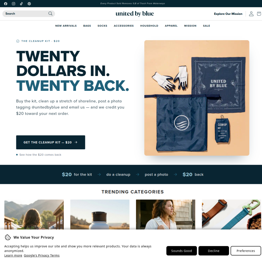 unitedbyblue.com homepage screenshot