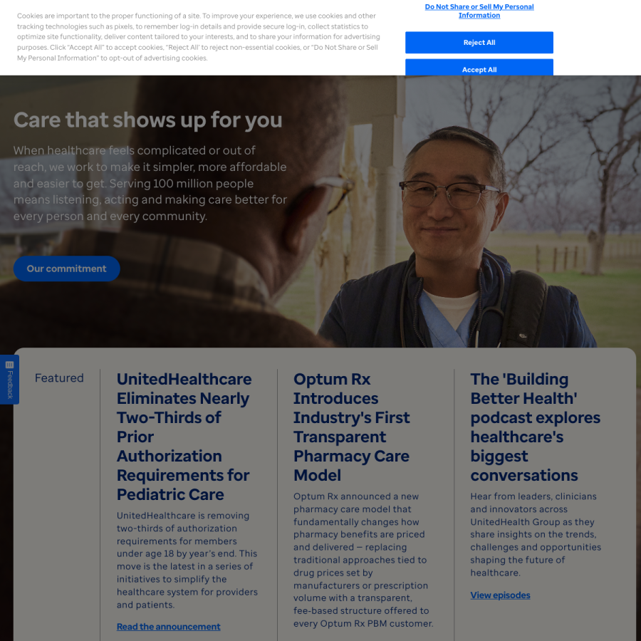 unitedhealthgroup.com homepage screenshot