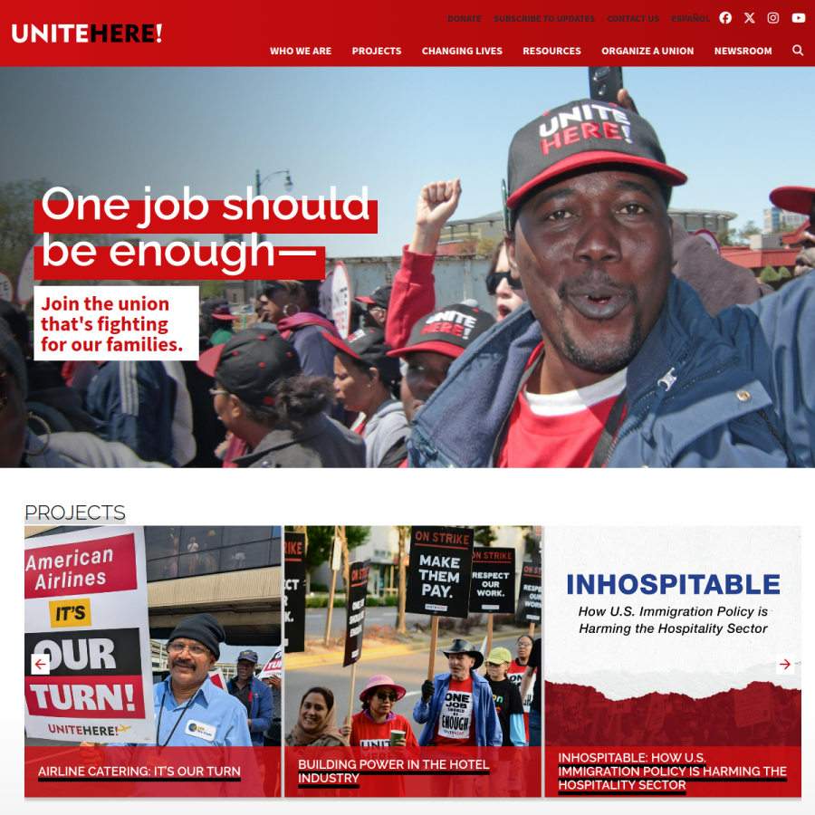 unitehere.org homepage screenshot