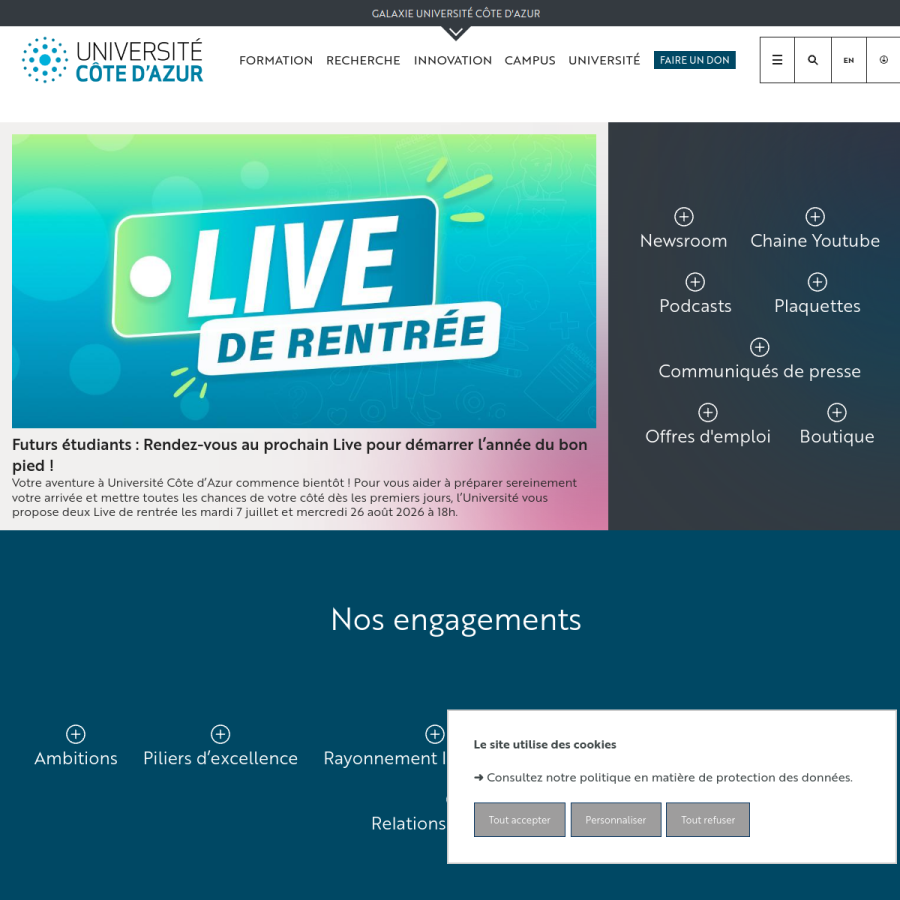 univ-cotedazur.fr homepage screenshot