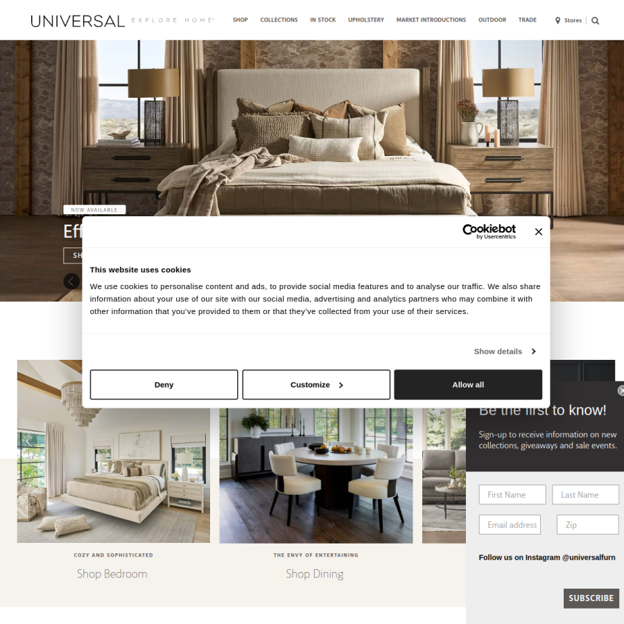universalfurniture.com homepage screenshot