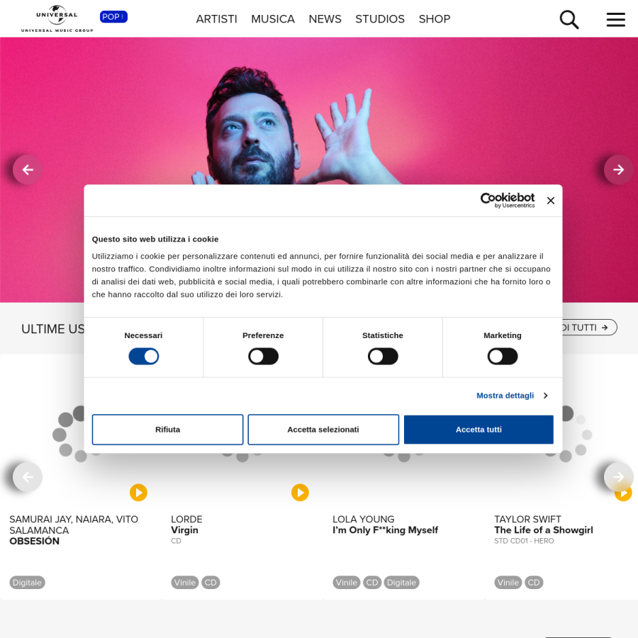 universalmusic.it homepage screenshot