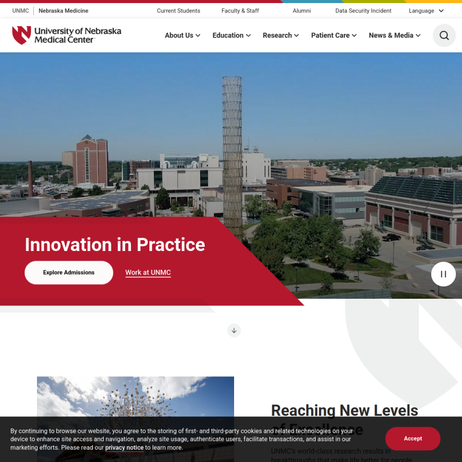 unmc.edu homepage screenshot