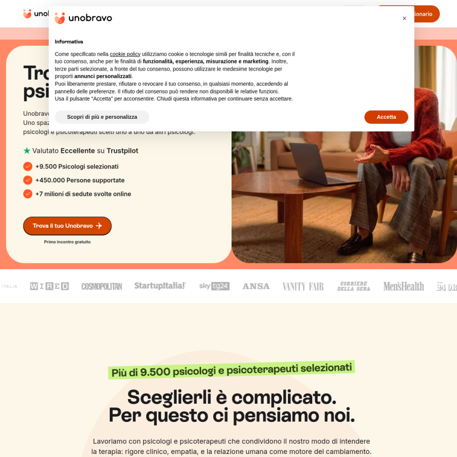 unobravo.com homepage screenshot