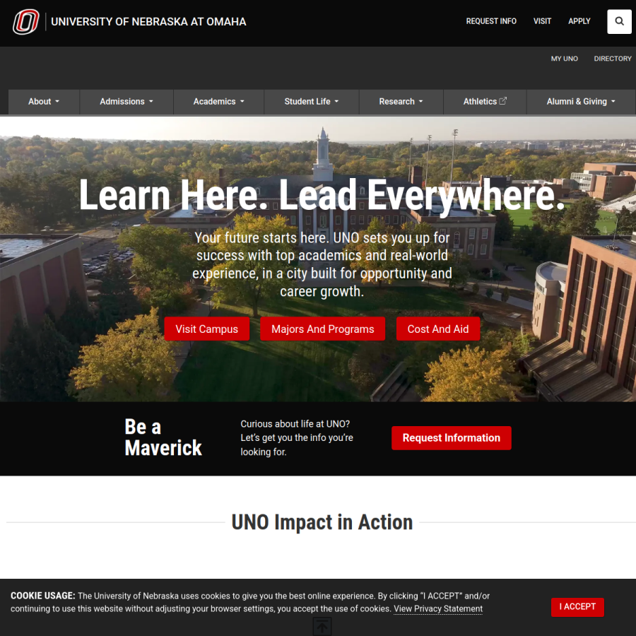 unomaha.edu homepage screenshot