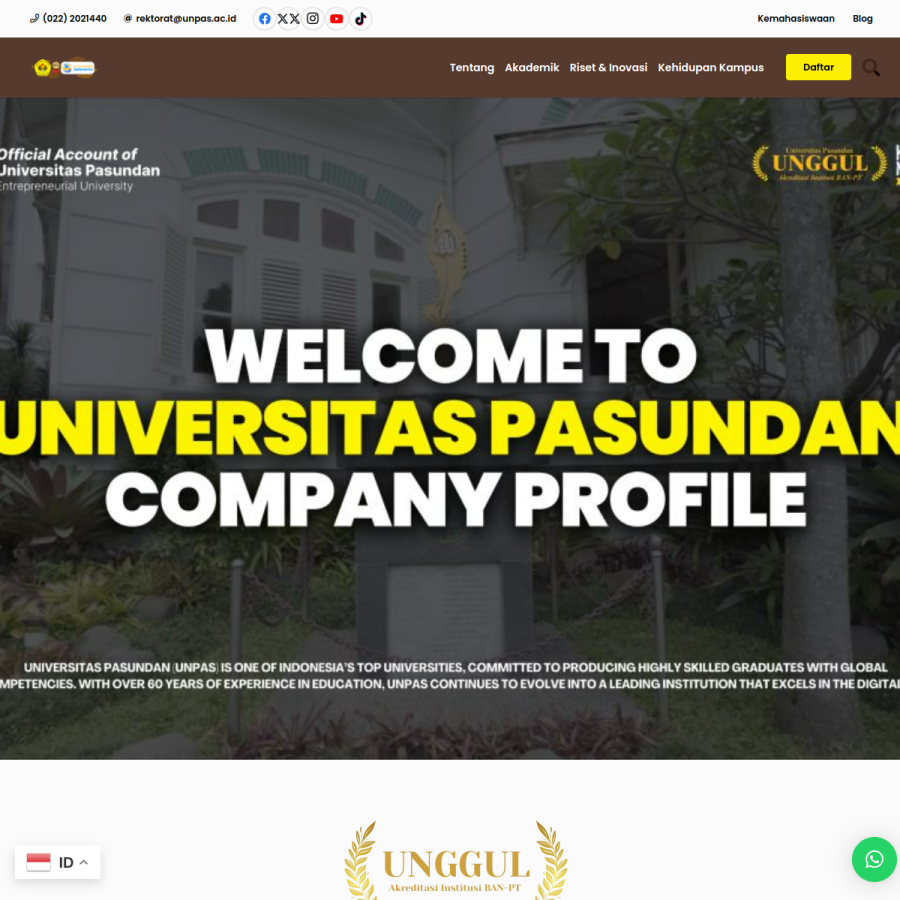 unpas.ac.id homepage screenshot