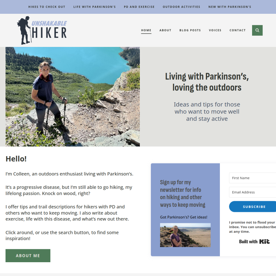 unshakablehiker.com homepage screenshot