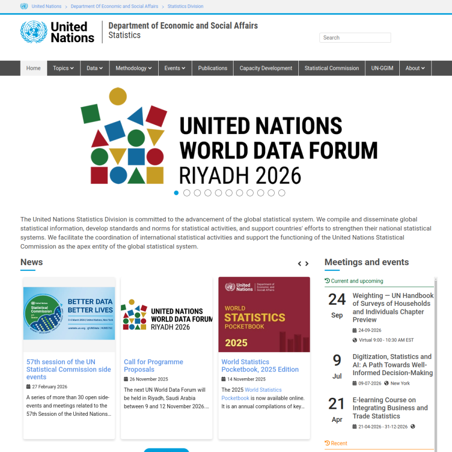 unstats.un.org homepage screenshot