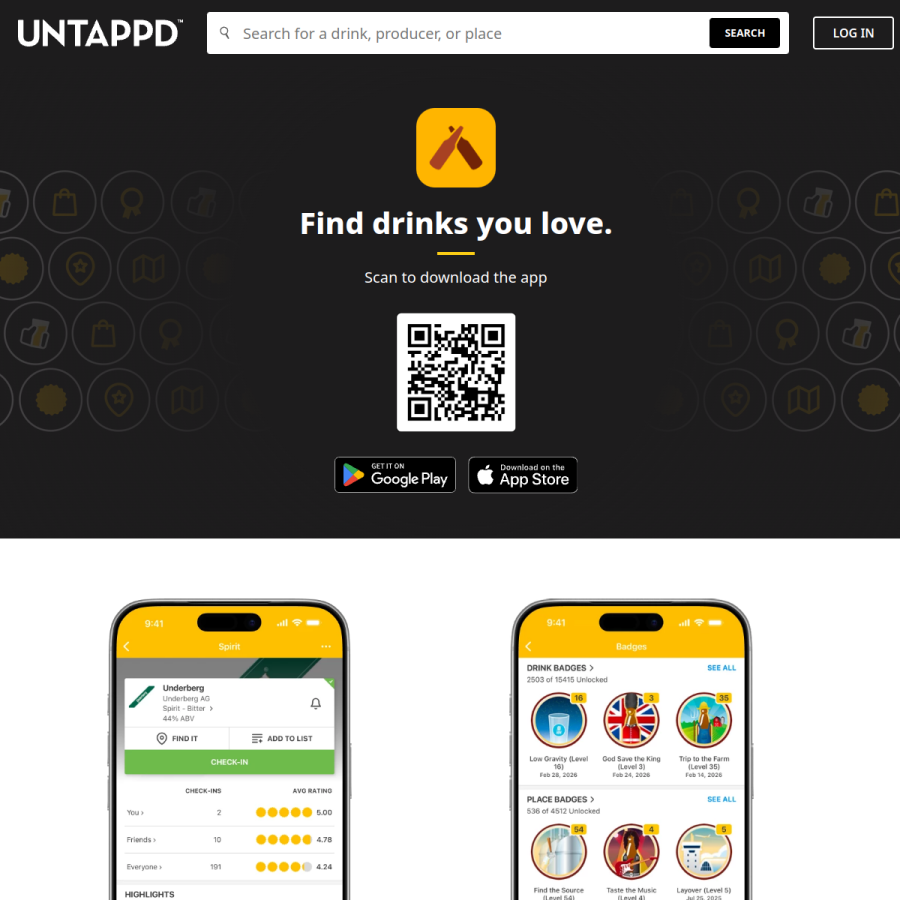 untappd.com homepage screenshot