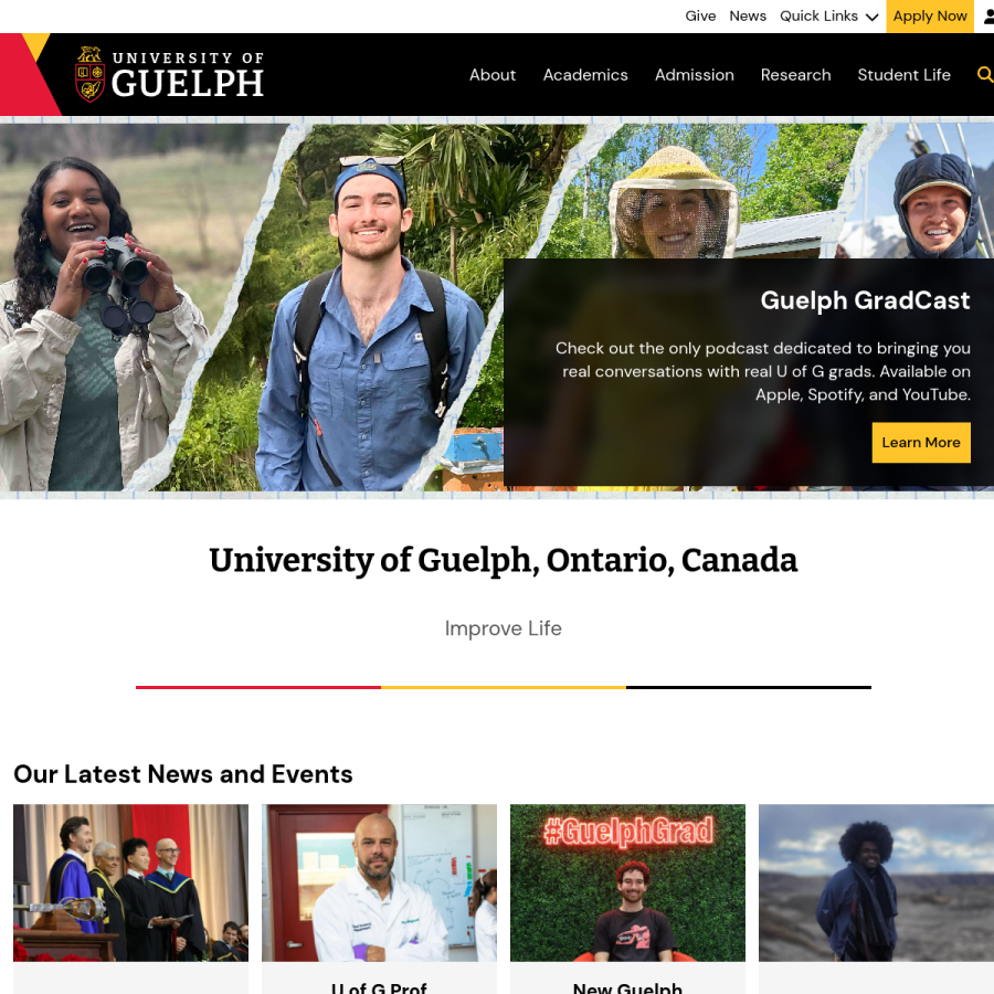 uoguelph.ca homepage screenshot