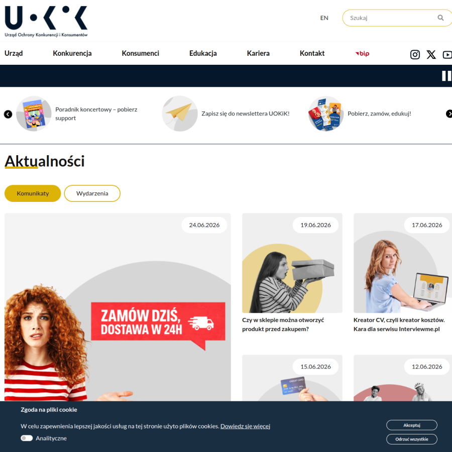 uokik.gov.pl homepage screenshot