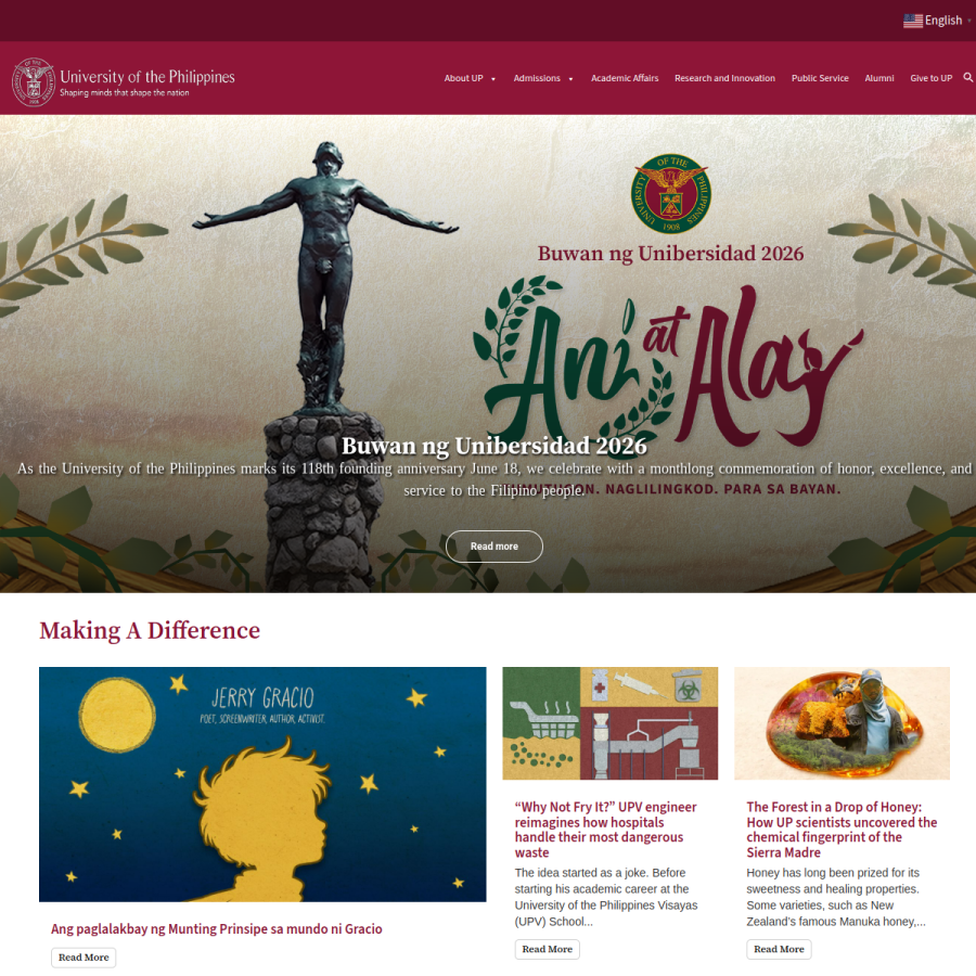 up.edu.ph homepage screenshot