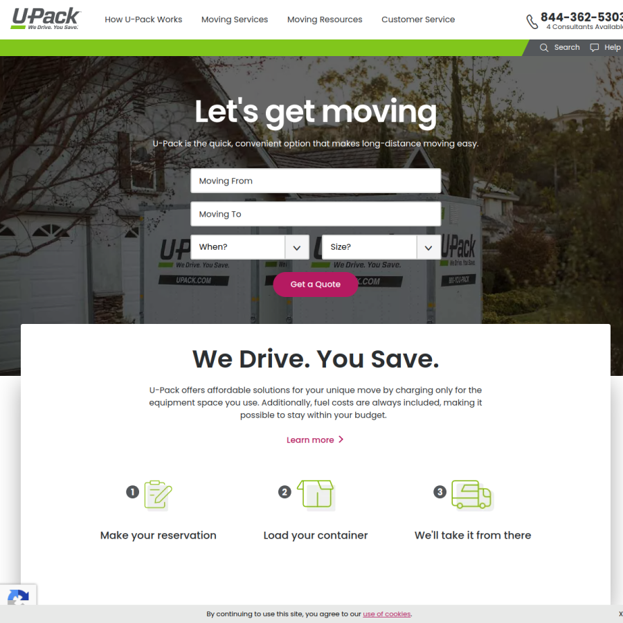 upack.com homepage screenshot