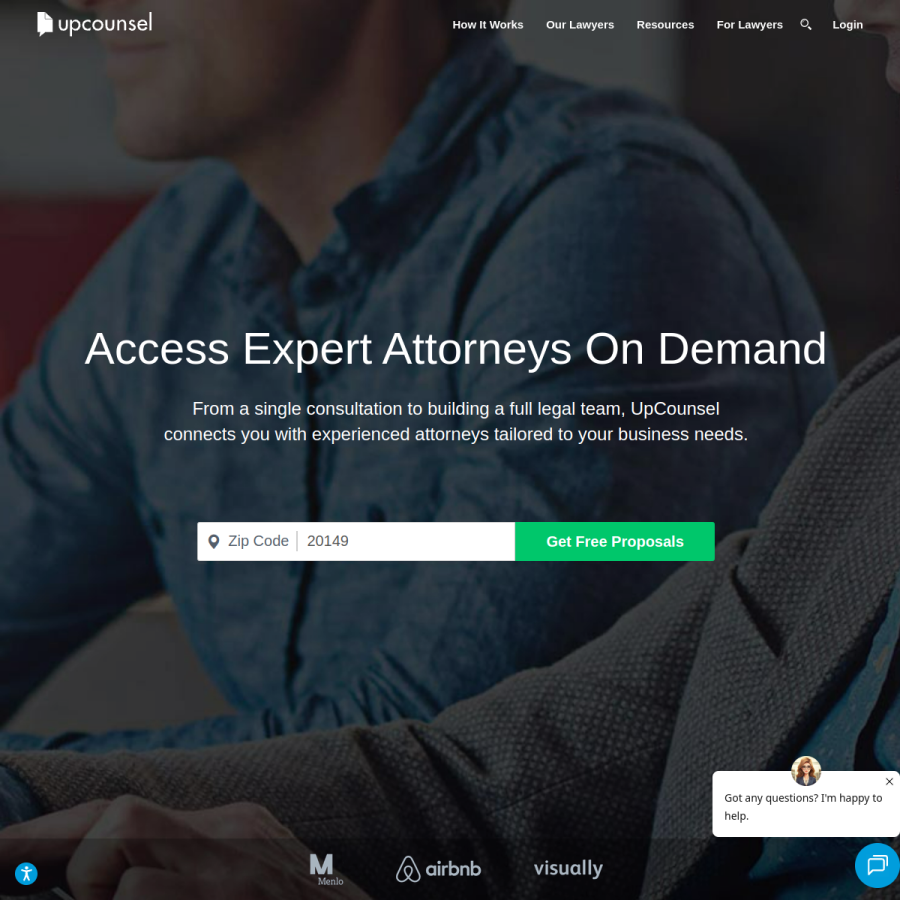 upcounsel.com homepage screenshot
